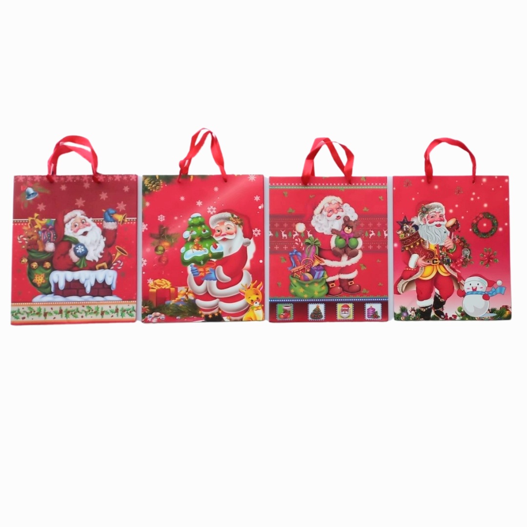 Χριστουγεννιάτικη Τσάντα Δώρου Χάρτινη Άη Βασίλης 4 Σχέδια 31x42cm